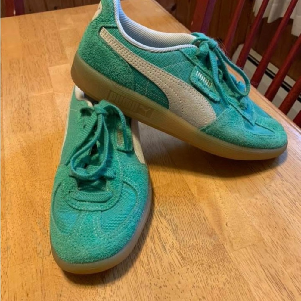 Puma Turquoise Suede Trainers with White Detail